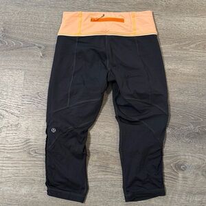 Lululemon Run Pace crop 4 black orange